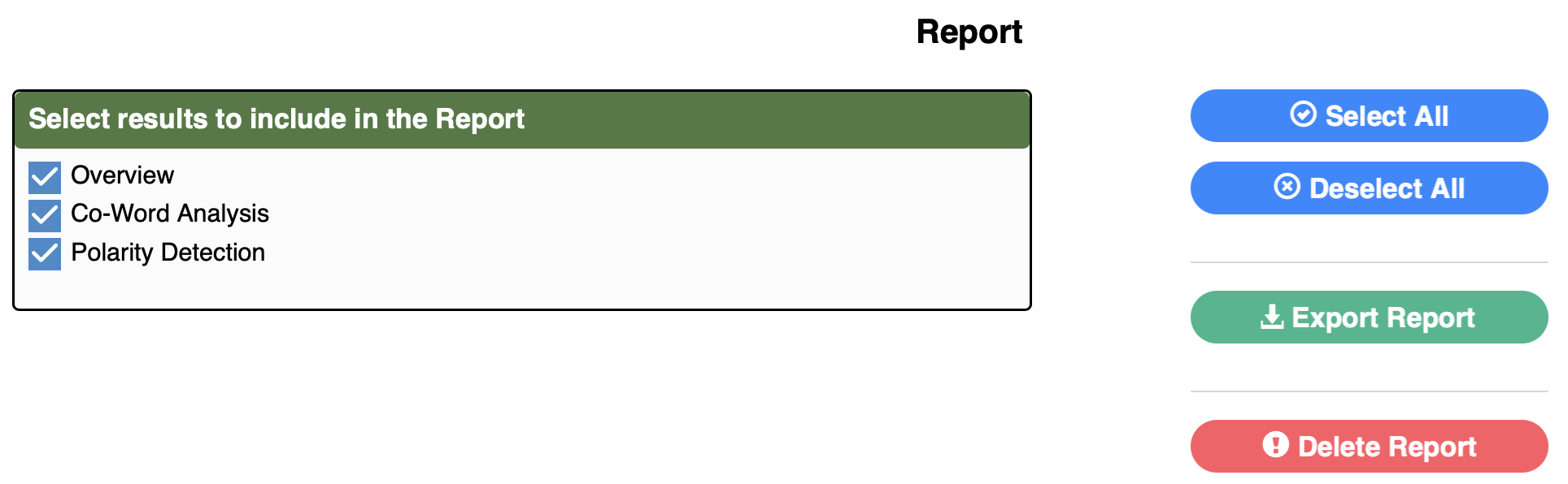 Report customisation interface